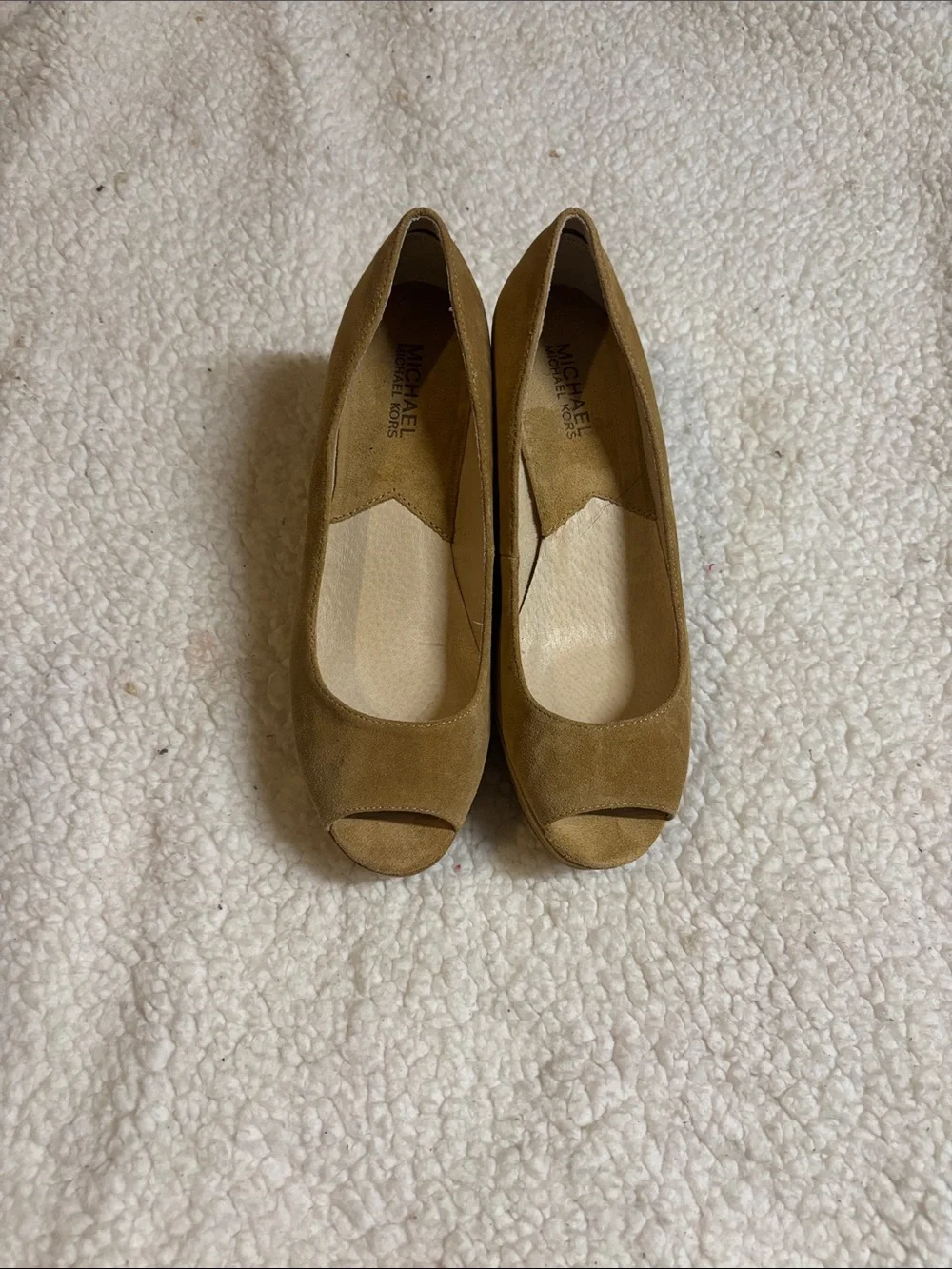 Michael Kors peep toe wedge heels suede women's 8